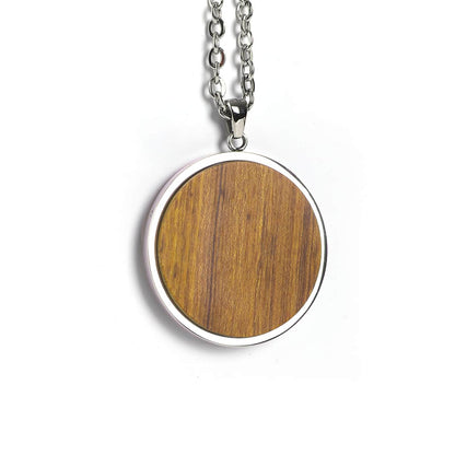Engravable round wood pendant