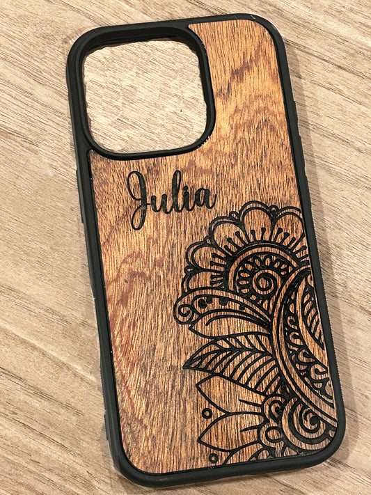 Cell phone cases in wood & leather
