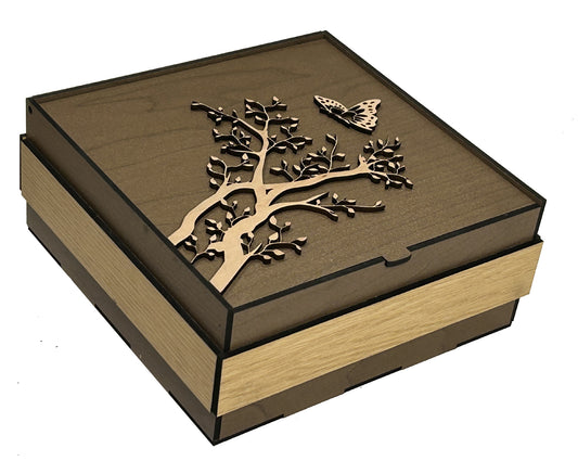Jewelry box two toned with carving